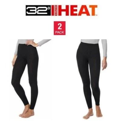 32 Degrees Heat Women's 2 Pack Thermal Base Layer Pants Black - Image 1 of 4