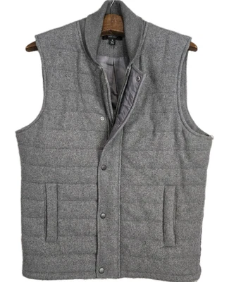 Nordstrom Mens Shop Size M Gray Winter Vest Insulated Wool Quilted Hybrid Jacket - Image 1 of 4