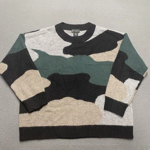 Suéter C by Bloomingdales Para Hombres Mediano Cachemira Pullover Cuello Redondo Patrón Camuflado - Imagen 1 de 7