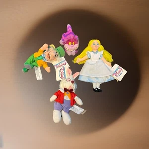 Disney Store Sitzsack Plüsch Set Alice im Wunderland weiß Hase verrückter Hutmacher Katze - Bild 1 von 7