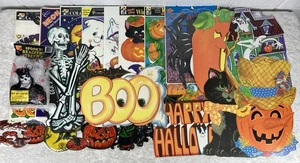 Vtg Halloween Decorations Lot Eureka Beistle Die Cut Window Cling On - Picture 1 of 14