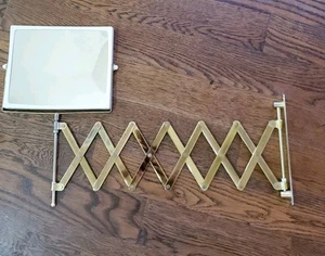 Mid Century Vintage Accordion Wall Mount Pivoting Make Up Vanity Mirror Scissor - Picture 1 of 10