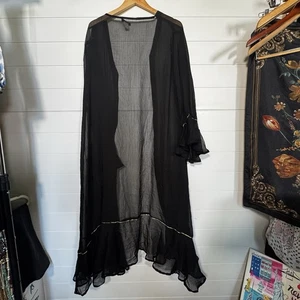 Venus Black with gold trim Maxi Dress sheer Bathing suit coverup 2X - Picture 1 of 5