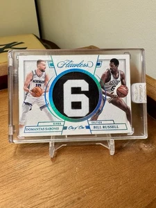 1/1 2022-23 Flawless Bill Russell + Domantas Sabonis Worn Used Patch One Of One! - Picture 1 of 3