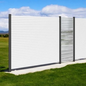 Rhombus Sichtschutzzaun Alu weiß - Gartenzaun mit Linea Designgitter - Bild 1 von 9