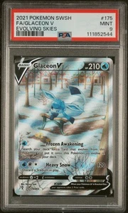 Glaceon V Evolving Skies Holo Ultra Rare Alternate Art Card 175/203 PSA 9 2021 - Picture 1 of 2