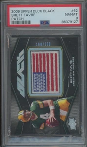 2008 Upper Deck Black Football Brett Favre #62 Flag Patch PSA 8 - Picture 1 of 2