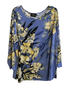 Bob Mackie Wearable Art blau Allover-Druck buntes Blumendruck Top Größe 2XL - Bild 1 von 6