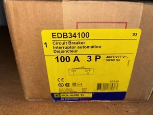 Square D EDB34100 Circuit Breaker 480 Bolt, 3 pole, 100 Amp New in sealed box - Picture 1 of 2