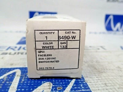 New Leviton 6490-W white GFCI Faceless 20A 125V Receptacle - Image 1 of 4