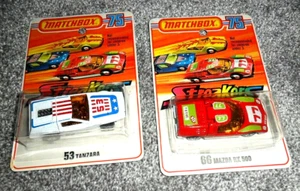 2 LOT Matchbox Lesney Streakers #66 Mazda RX500 Red & #53 TANARA White & PROTECO - Picture 1 of 3