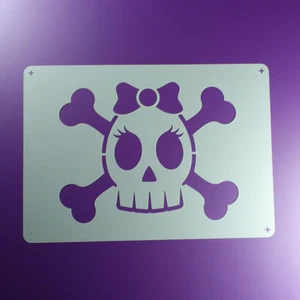 A3 Schablone Girlie Skull Totenkopf Schleife - BE342 - Bild 1 von 2