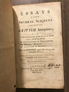 RARE 1749 Essays Upon Several Subjects Concerning British Antiquities, Scotland - Picture 1 of 3