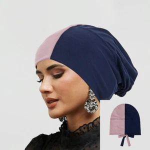 Pre-Tied Women Hijab Chemo Cancer Cap Head Wrap Muslim Turban Hair Loss Headwear - Picture 1 of 28