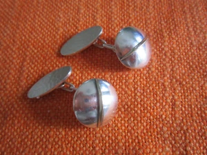 Handarbeit Manschettenknöpfe aus Silber Sterling 925er mit Goldsteg und Kette - Bild 1 von 6