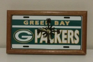 Green Bay Packers Metal License Plate Clock  - Picture 1 of 8