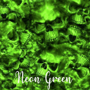 Reaper Skulls Neon Green vinyl Wrap air release MATTE Finish 12"x12"