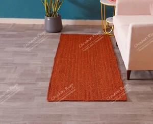 Indian Hand Braided Orange Runner Jute Rug, Vintage Area Rug, Kitchen Runner Rug - Picture 1 of 6