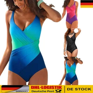 Damen Batik Bauchweg Einteiliger Badeanzug Schwimmanzug Monokini Schwimmkostüm - Bild 1 von 18