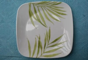 Corelle by Corning. DINNER Plate 23cm. RARE SQUARE Shape PALM Design. Made-USA - Picture 1 of 1