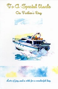 Happy FATHER'S DAY Card FOR UNCLE, Joy Boat Family by Popular Greetings + ✉ - Picture 1 of 4