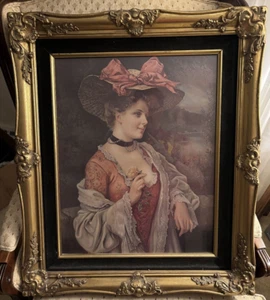 Southern Belle Portrait in a Baroque French Style Ornate Gilt Picture Frame - Picture 1 of 2
