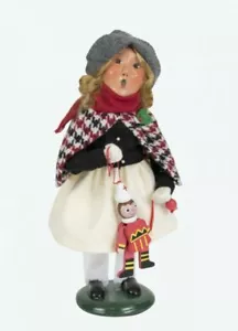 Byers Choice Girl 2019 con juguete marioneta de cuerda de madera roja y negra capa de diente de gallo - Imagen 1 de 5