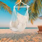 Hammock Swing Chair Hanging Rope Chair Cotton Porch Seat Seating with Pillows