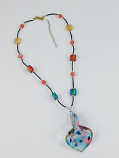 VTG LCG Clover Beaded Murano Glass Calla Lilly Pendant Necklace 14k Gold Filled