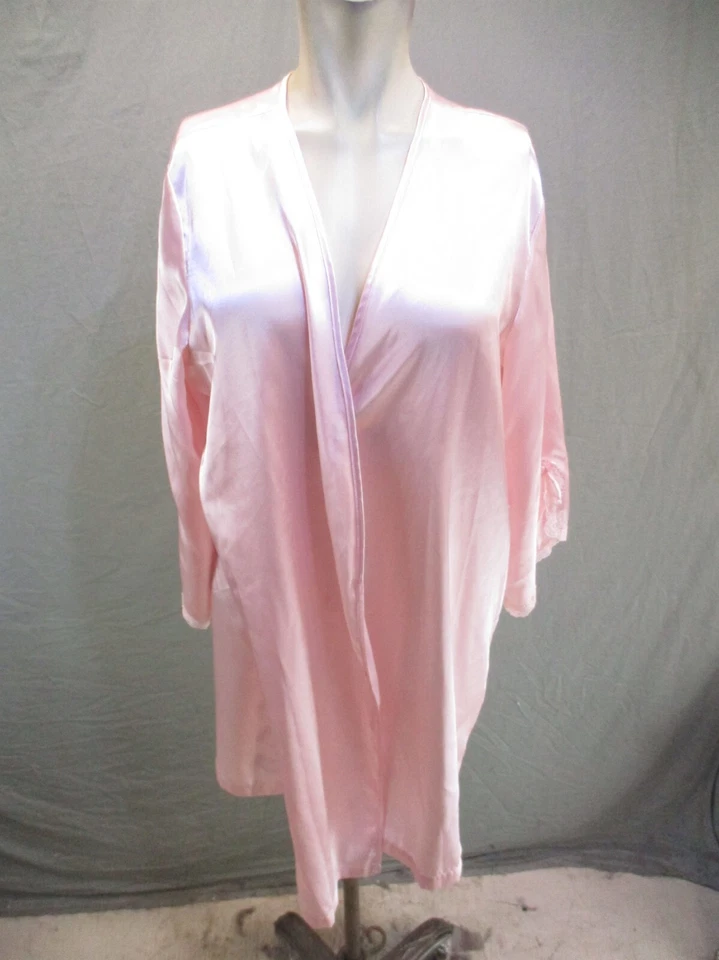 Roupão de cetim Secret Treasures tamanho M (8-10) feminino rosa frente aberta manga longa 294 - Imagem 1 de 4