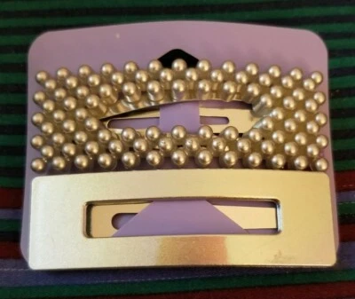 NEW Claire's Barrettes (Set of 2) Silver Pearl & Silver Holographic Rainbow - Изображение 1 из 2