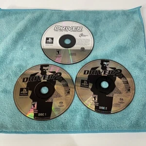 Driver 1 & 2 PS1 PlayStation 1 (2000) - Discs Only - street racing video game - Picture 1 of 10