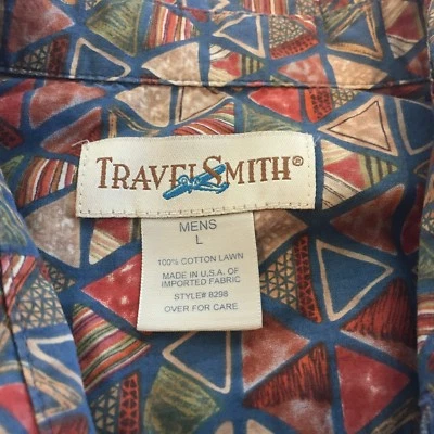 Camisa Hawaiana/Camisa Hawaiana Travelsmith Para Hombres Botón L Frontal Foto 1 de 4