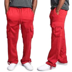 Men Cargo Jogger Pants Hip Hop Street Wear Loose Trousers Multi Pocket Solid... - Picture 1 of 28