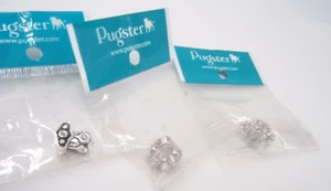 3 VTG PUGSTER EUROPEAN BRACELET CHARMS SILVER TONE WITH JEWELS MIP - Picture 1 of 4