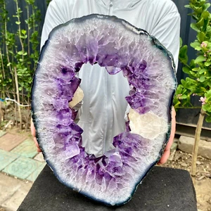 8.92LB Natural Amethyst Cave Crystal Slice Crescent shaped Hand Cut Repai - Picture 1 of 12