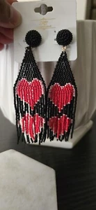 Handmade beaded tribal native style extra long beaded earrings - Picture 1 of 4