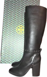 $525 Tory Burch Contraire Boots Tall High Knee 90 mm Booties Sz 7.5 Block Heel - Picture 1 of 6