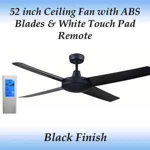 Genesis 52 inch Black Ceiling Fan with ABS Blades and White Touch Pad Remote - Picture 1 of 3