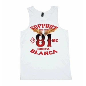 49 1%MC Blanco Singlet Support81 Big Red Machine Hells Angels™ - Imagen 1 de 2