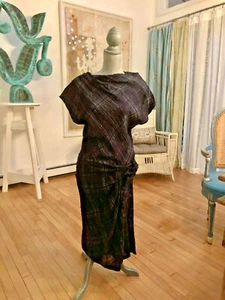 Veronique Hiljkovitch Kleid, Kanada, marine/weiß kariert, 100% Leinen, Gr. 8-10 - Bild 1 von 12