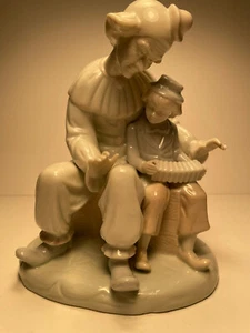 Paul Sebastian's Clown and Boy Accordion Lesson Porcelain Figurine Lladro Style - Picture 1 of 9