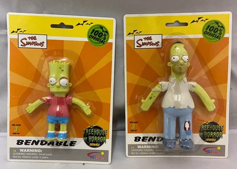 Bart and Homer Simpson Zombie Bendy Figures Treehouse of Horror Vintage 2007 Cover