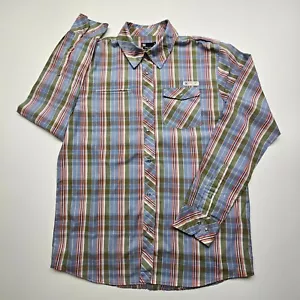 DC Clothing Mens Shirt Medium Green Blue Red Plaid Pearl Snap Check Skater Snow - Picture 1 of 21