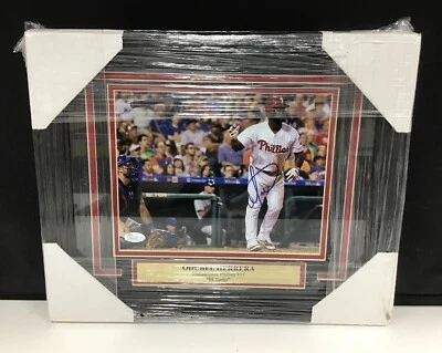 Odubel Herrera Phillies Autographed Framed 8x10 Photo JSA - Image 1 of 2