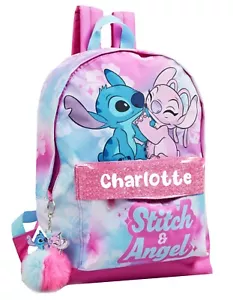 Personalised Lilo & Stitch Girls Backpack Disney School Nursery Bag Rucksack - Picture 1 of 8