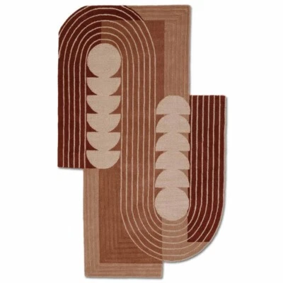 Hand-tufted Red color area rug for bedroom wool rug modern Shaped rug 8x10 ft - Image 1 of 4