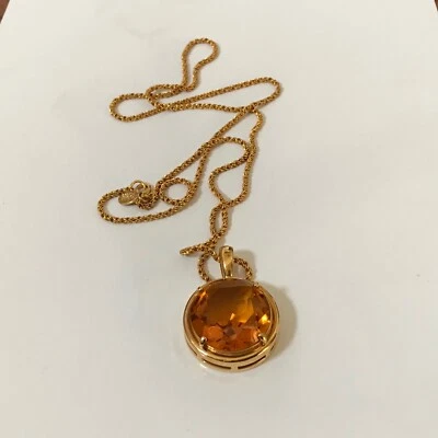 DE COLECCIÓN JOAN RIVERS (NUEVO) Colgante y Cadena Cristal Granate Naranja Tono Dorado Foto 1 de 3