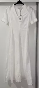 VESTIDO MIDI ZARA BLANCO COLECCIÓN ZW BORDADO ALGODÓN CUELLO EN V TALLA S NUEVO CON ETIQUETAS - Imagen 1 de 10