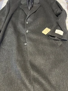 Stanley Blacker Wool Cashmere Blend Black Overcoat Mens 52R - Picture 1 of 8